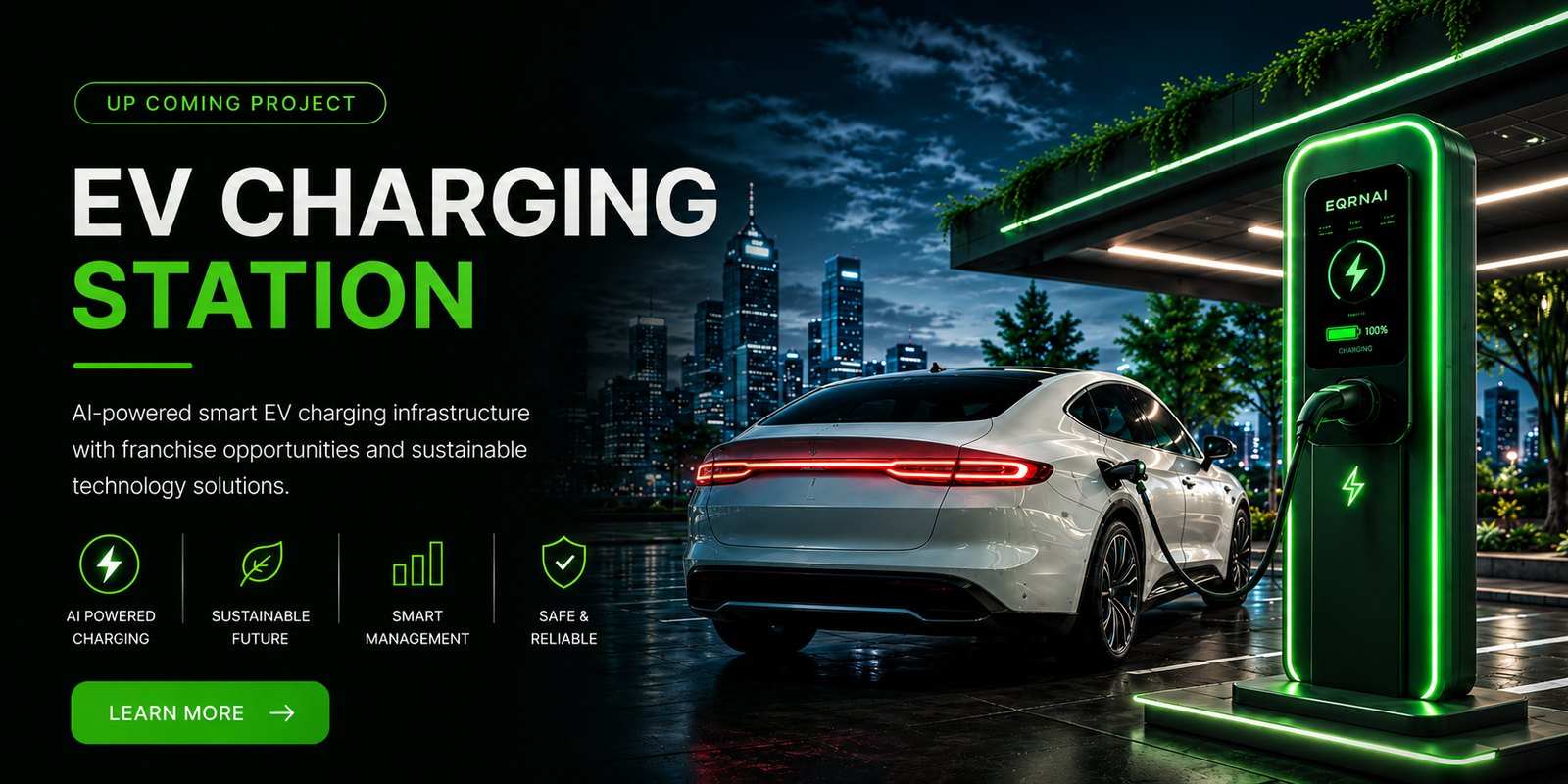 EQRN EV — AI-powered smart EV charging station infrastructure.